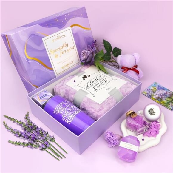 Gifts for Women Spa Basket, Lavender Spa Gift Basket,16 Pcs Self Care Package - Picture 3 of 7